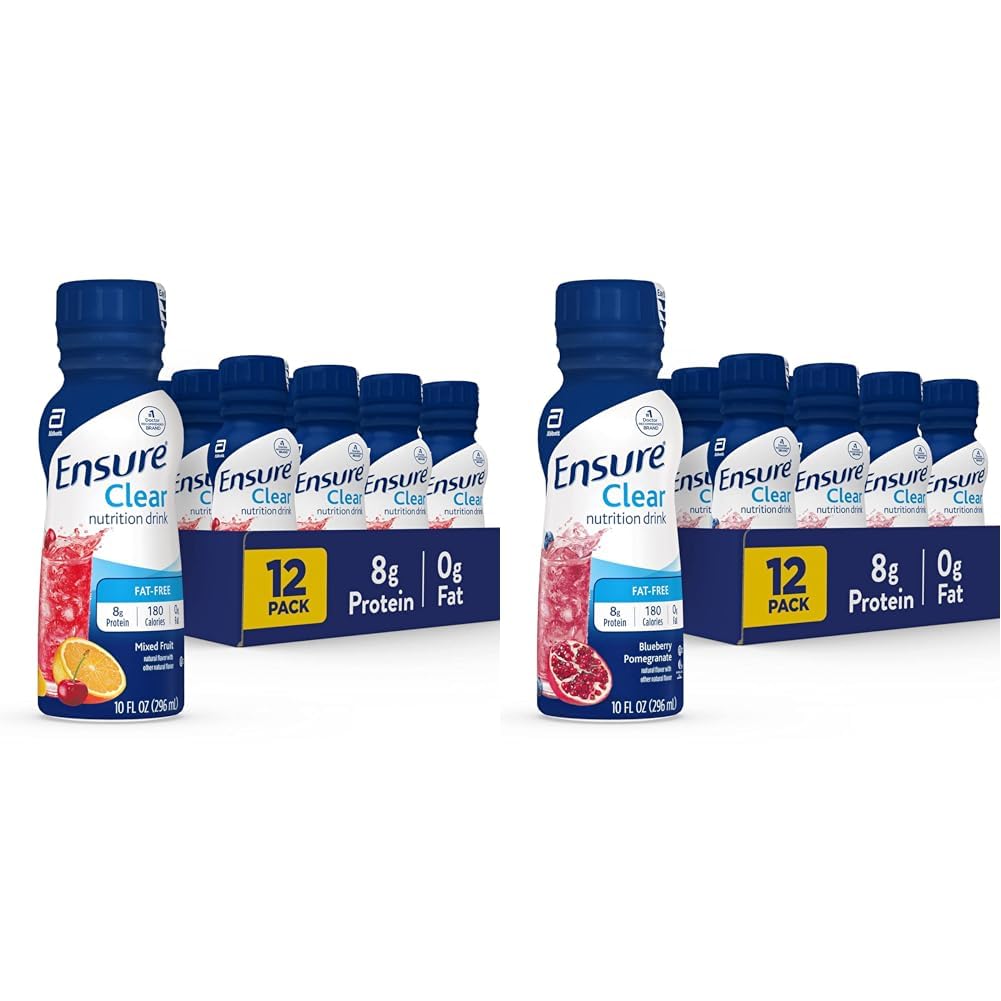 Sikre klar ernæringsdrikk, 0g fett, 8g protein, blandet frukt og blåbær pomegranate flavors, 10 Fl Oz, pakke med 12