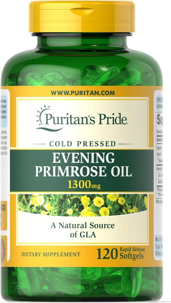 Puritans Pride Aften Primrose Olje 1300 mg Softgels, 120 greve