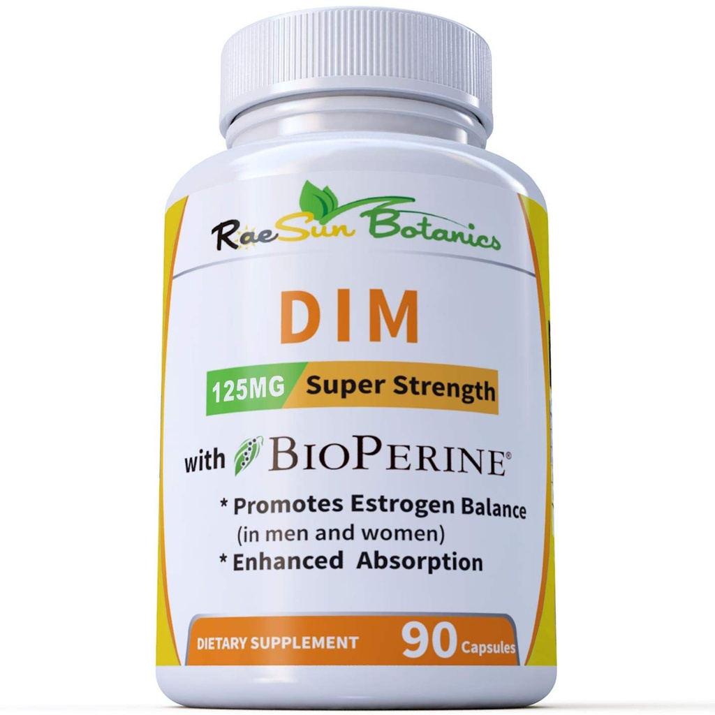 DIM Supplement 125mg - DIM Diindolylmetan Plus BioPerine 90-dagers tilførsel av DIM for østrogenbalanse, hormon Menopause Balance, Acne støtte, hår hud og negler