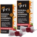 P.R.I Manuka Honning Lozenges med Propolis, Soothing Cough og Throat Drops, MGO 300+ sertifisert (Strawberry, 16 Count/2 Pack)