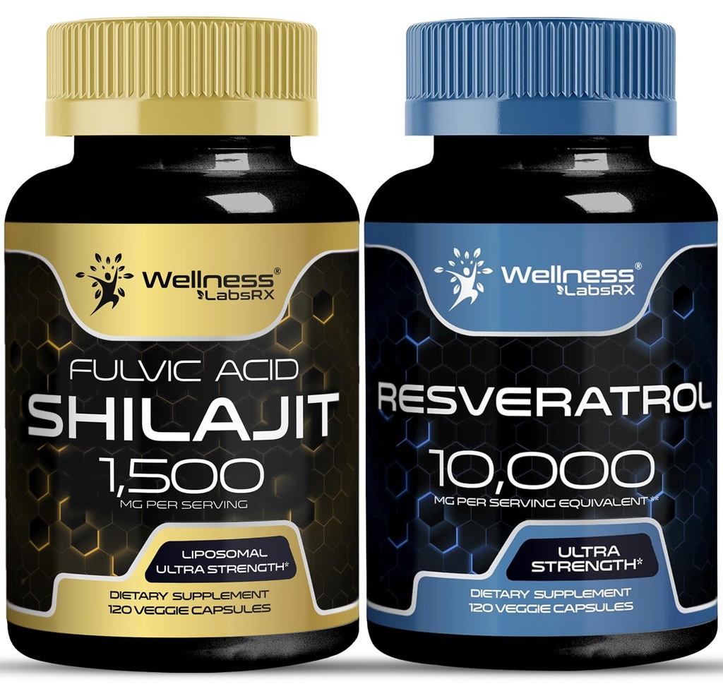 WELLNESS LABSRX Resveratrol kapsler med Shilajit ren Himalayan kapsler