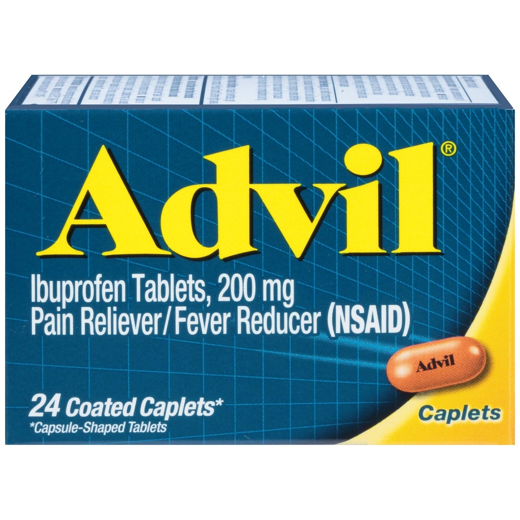 Advil Coated Caplets Smerte Reliever og feber Reduser Ibuprofen 200 mg, 24 Teller