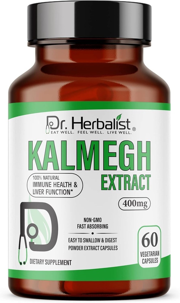 Dr. Herbalist Kalmegh Extract 400mg – 60 veganske kapsler | 10:1 Andrographis Paniculata Extract = 4000mg Raw Herb Ekvivalent | Premium Herbal Supplement | Plantebasert daglig støtte