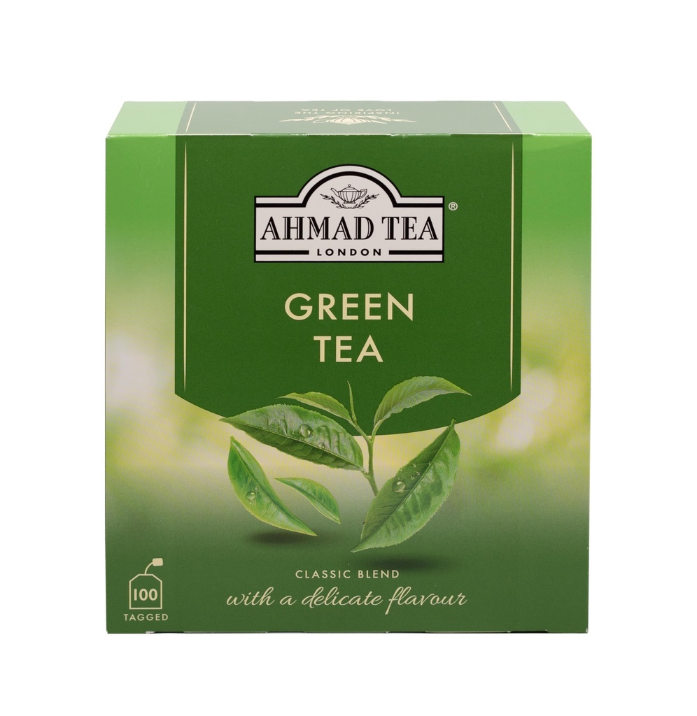 Ahmad Tea Grønn Tea, Grønn Tea Bags 100 ct - Koffeinert og sukkerfri