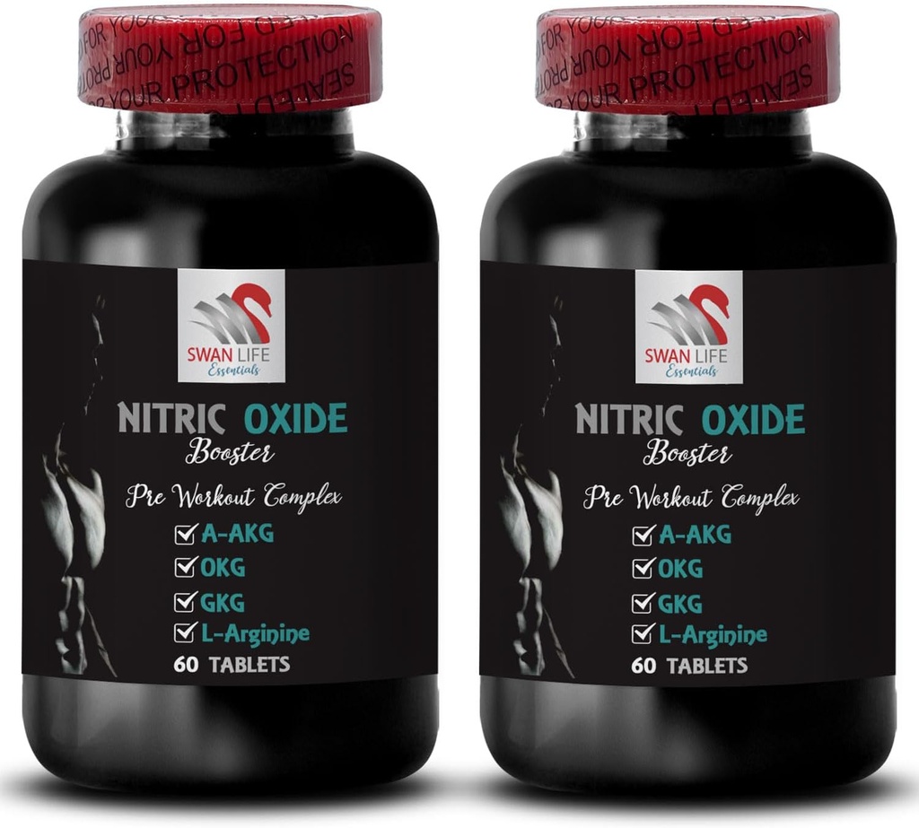 Øvelse supplement - NITRIC OXIDE BOOSTER - nitrogenoksid, nitrogenoksid kosttilskudd for menn, fysisk aktivitet, styrke støtte, kraftforsterkning, A-AKG, muskel støtte 2 flaske 120 tabletter