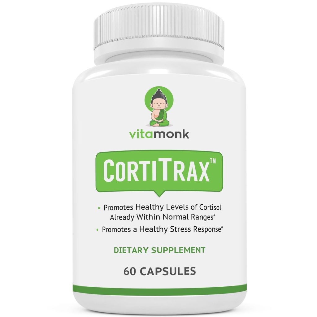 VitaMonk CortiTrax Naturlig Cortisol Blocker - doktorformulert Cortisol Manager, Cortisol Support & Cortisol Reducer (Already Innenfor normale områder)- 60 Capsule Cortisol Supplement
