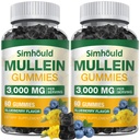 2 Pack Sugar Gratis 3000MG Mullein Gummies - Lung Cleanse, Mullein Leaf Extract Supplement for andning, organiske Mullein Drops med Quercetin & Bromelain for Lung, Digestiv helse og immune