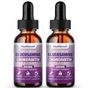 2 Pack Glukosamine Chondroitin MSM flytende dråper, ekstra styrke felles støtte til voksne menn og kvinner, Quercetin Boswelia, Bromelain, antioksidant immun støtte (4 fl oz)