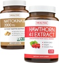 Nattokinase & Hawthorn (4-måneders forsyning) Nattokinase Berry Harmony - Nattokinase 2000 FU Kraftig naturlig fermentert soyabønner (4-måneders forsyning) & Hawthorn Berry 4:1 ekstrakt - Vegansk og ikke-GMO
