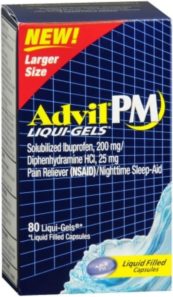 Advil PM Ibuprofen 200 mg Liqui-Gels 80 ea (pakke med 9)
