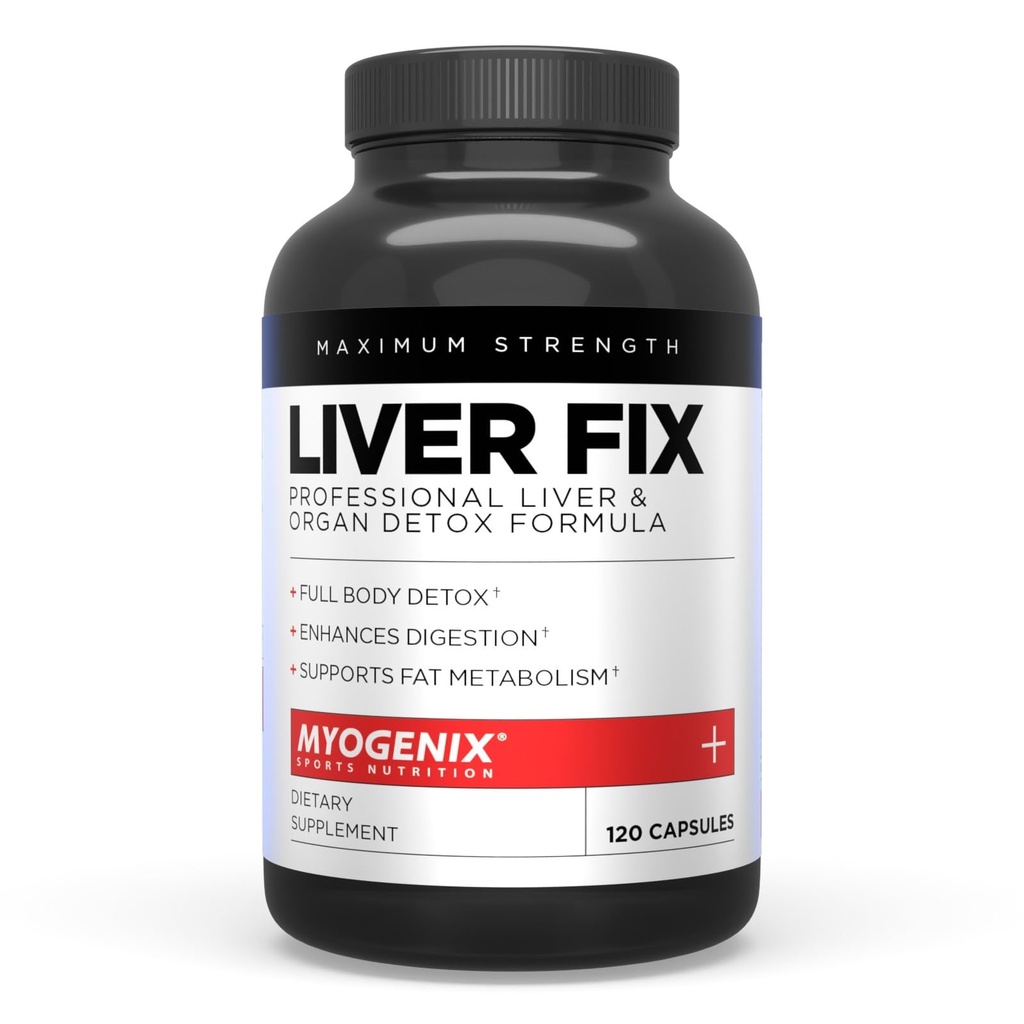 Myogenix Liver Fix – Profesjonell lever og organ detox formel – forbedrer dialyse – støtter fettmetabolisme – lett å si – kosttilskudd (120 kapsler)