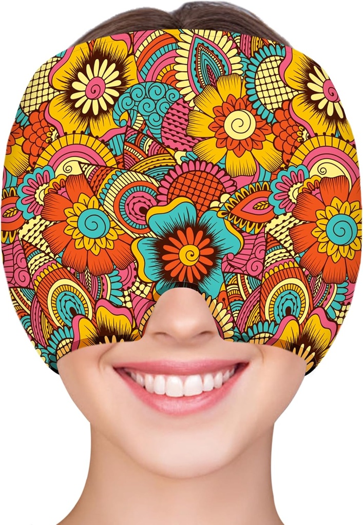 ZNÖCUETÖD Migraine Relief Cap Hodepine Relief Cap Kald Cap Ice Hat for Migraines Hodepine Sinus Stress Tension Head Ice Pack Wrap Migraine Mask Hangover Cap Ice Beanie Hot/Kold Compression Kvinner