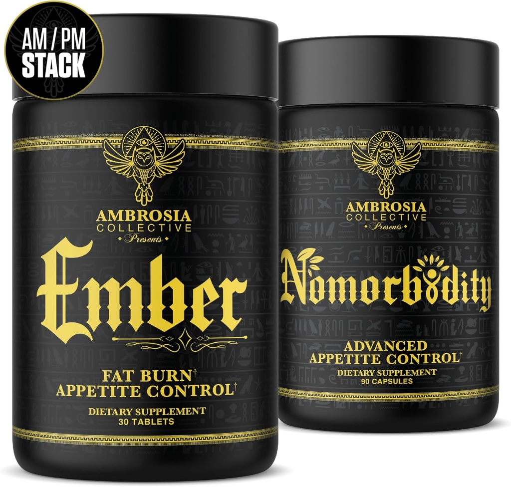 Ambrosia Nomorbidity Advanced Appetite Control & Ember Thermogenic fettforbrenner | Kraftig sultehåndtering, Appetite Support & Fat Burning System med KSM-66 Ashwagandha, Garcitrin, CapsiMaxTM, Afrika
