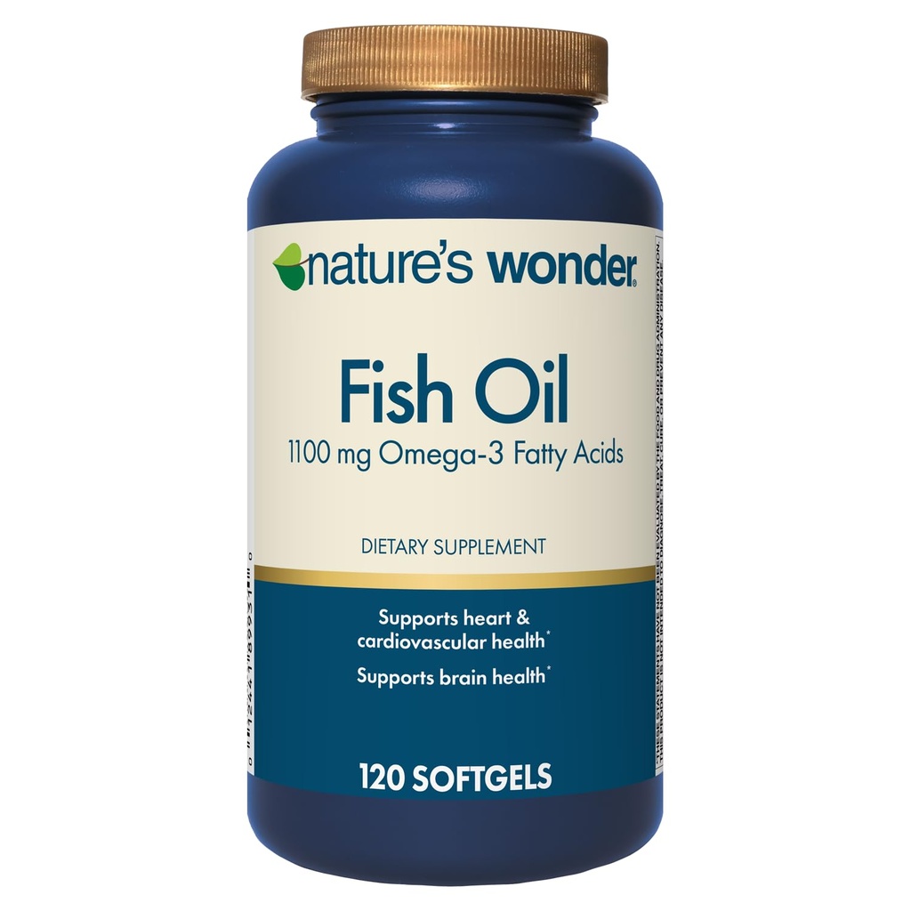 Naturens Wonder Fish Oil 1100mg Omega-3 Fish Oil Supplements for kvinner og menn, EPA & DHA for sunne ledd, hjerte, immunsystem, 120 dagers forsyning av softgels