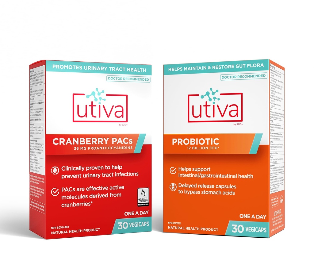 10 % Bundle Utiva 36PAC Power Bundle | 30 dager | Bundle med 36 mg Soluble Cranberry PAC (DMAC/A2) og 30B CFU Probiotic Power (Lactobacillus og Bifidobacterium Strains) | Lokalt laget.