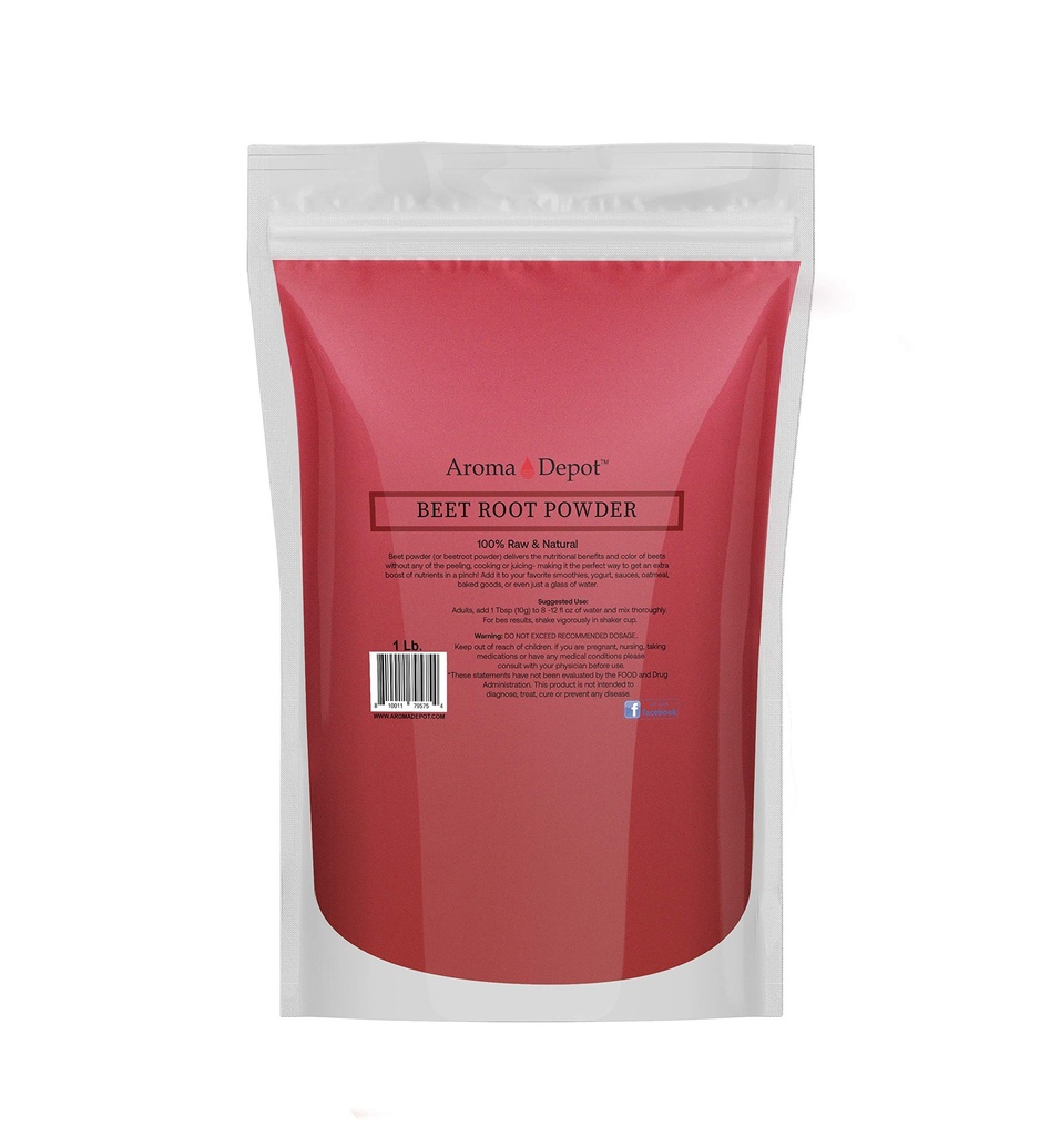 Beet Root Powder 1 lb. av Aroma Depot Raw & Non-GMO I Vegan & Glutenfri I Nitric Oxid Booster Jeg Boost Stamina og øker energi I Immunsystem Booster I 100% naturlig