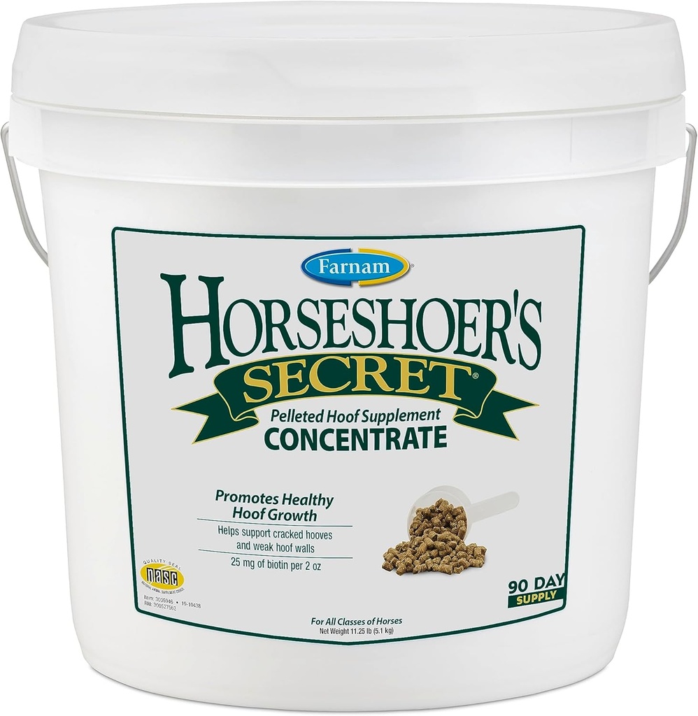 Farnam Horseshoer's Secret Pelleted Hoof Supplements Konsentrert, økonomisk formel med 25 mg biotin per 2 ounce servering, 11.25 lb, 90 dagers forsyning