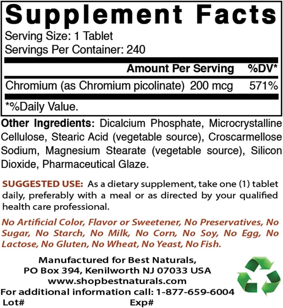 Krom Picolinat 200 mg og vitamin C 1000 mg
