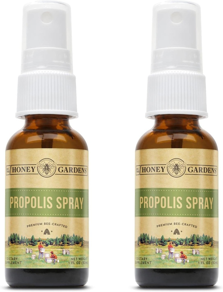 Honninghager Bee Propolis Throat Spray | med apiterapi Rå honning, lakrisrot og Usnea | 50 serveringer | 1 fl Oz | Pakke med 2