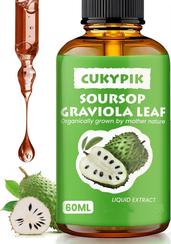 Mineral Supplements Soursop Graviola Leaf Ekstrakt flytende Drop Plus ren botanisk for cellestøtte, Zzz & Antioksidant - Soursop Bitters Flytende, 2-4 måneders forsyning, 2 Fl Oz