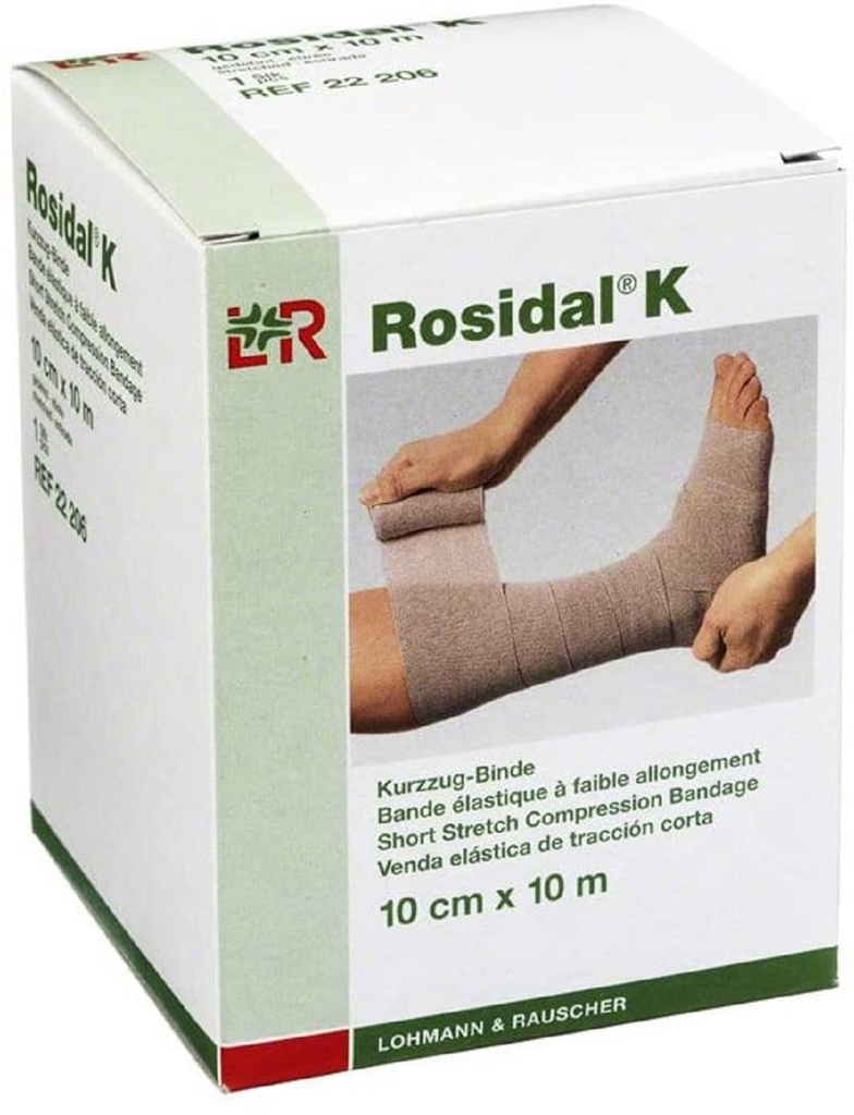 Lohmann & Rauscher Rosidal K Short Stretch Compression Bandage, For bruk i styringen av akutt & kronisk lymphedem, Edem, & Venous Ugjennomførlig, 3.93" x 11 Yards (10cm x 10m), 1 Roll