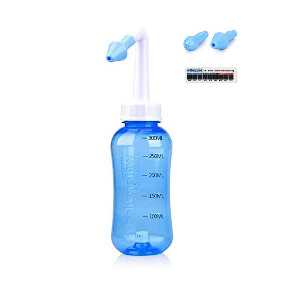 Vannpulse Neti Pot, Neti Pot Sinus rensing, 300ml Neti Pot Sinus rensing Kit med termometer klistremerke for voksen og kid BPA gratis (300ml)