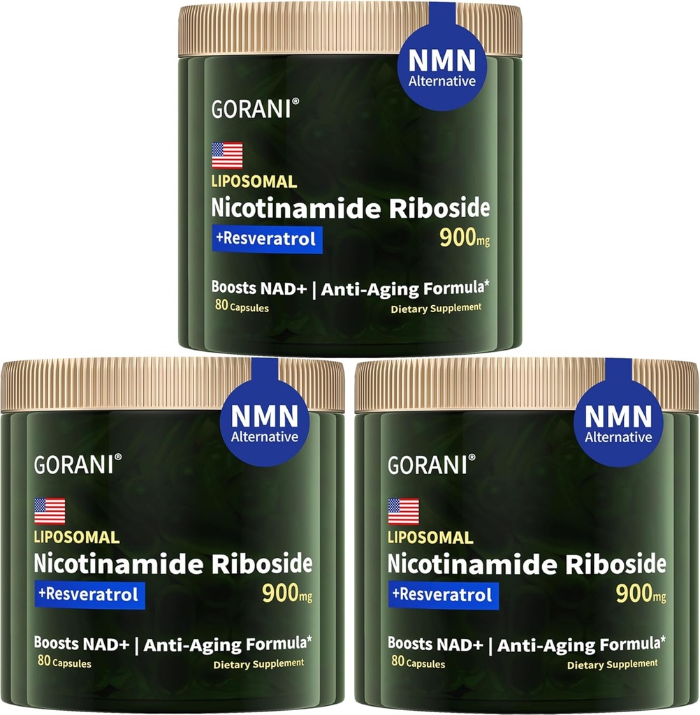 Gorani NAD+ Supplement 900MG, Nicotinamid Riboside, Liposomal Resveratrol, Quercetin (3)
