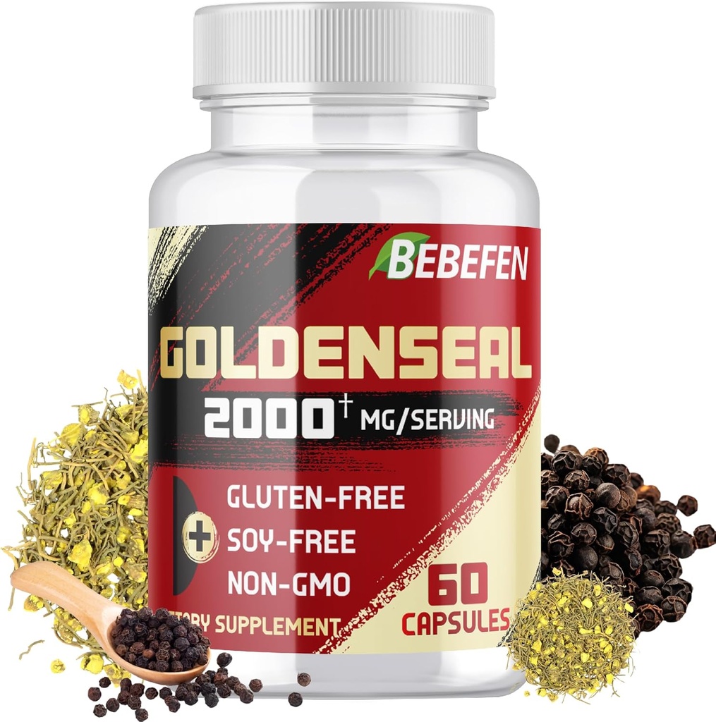 BEBEFEN Goldenseal Root Capsules 2000mg Tradisjonell urt Supplement | Konsentrert ekstrakt | Vegetarisk, ikke-GMO