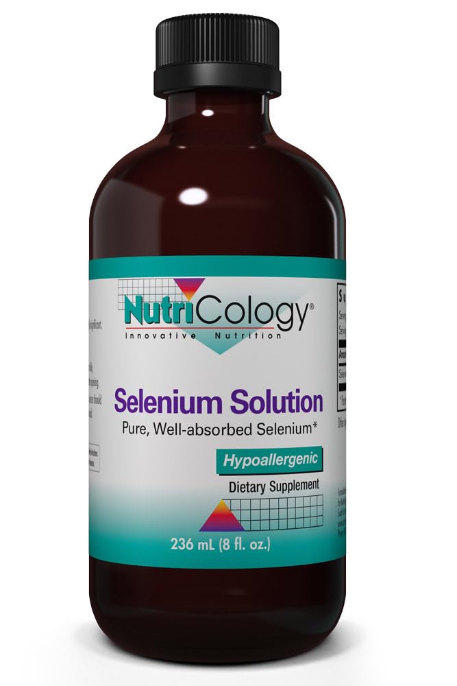 Nutricologi Selenium Solution - Veloppdelt Selenium Liquid, ren natriumselenitt, Thyroid Support, Antioksidanter, 100 mg Supplement, Hypoallergenic - 8 Fl Oz