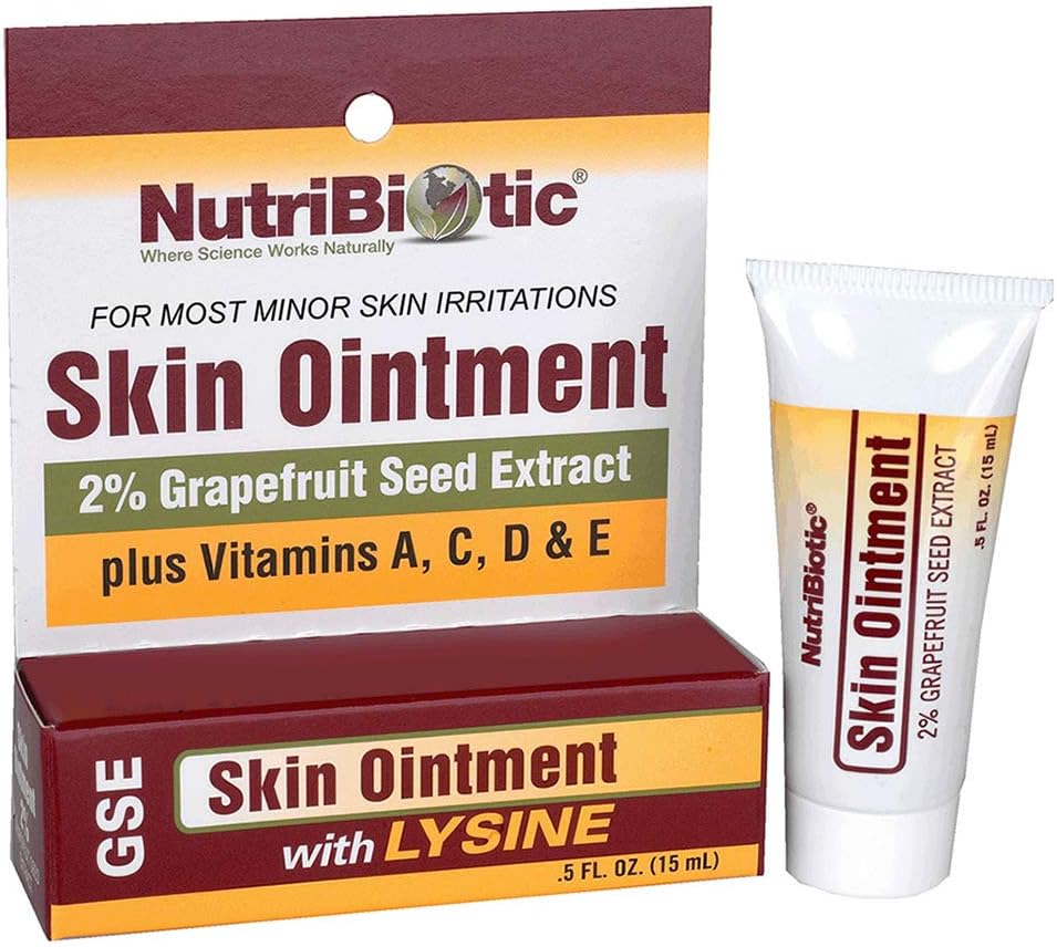NutriBiotic – Huden Ointment .5 Fl Oz | med GSE, Lysin, Beeswax, Echinacea, Goldenseal, Vitamin E & mer | for mindre hud irritasjoner og å støtte sunne stoffer | laget uten gluten & GMOs