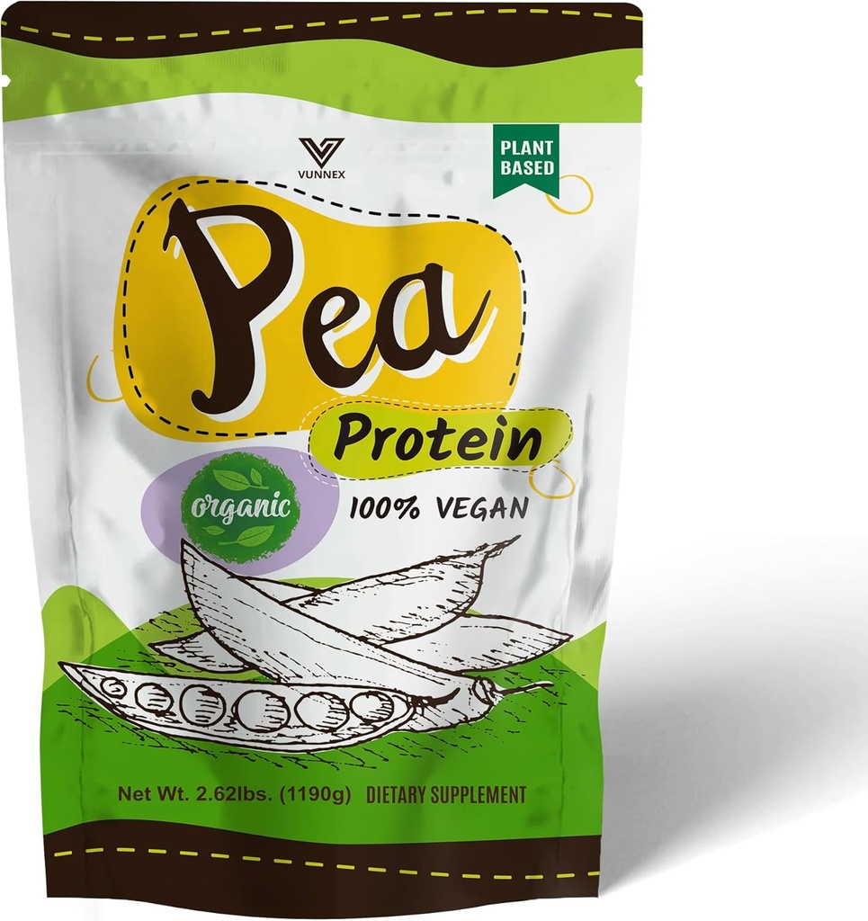 Plante Basert - 100% ren organisk Hydrolysert Pea Protein Powder - Canada Voksen gul Pea, Vegansk naturlig uflavorert, Dairy Free, Glutenfri, Sojafri, Sukkerfri, Ikke-GMO med BCAA 2.62lb