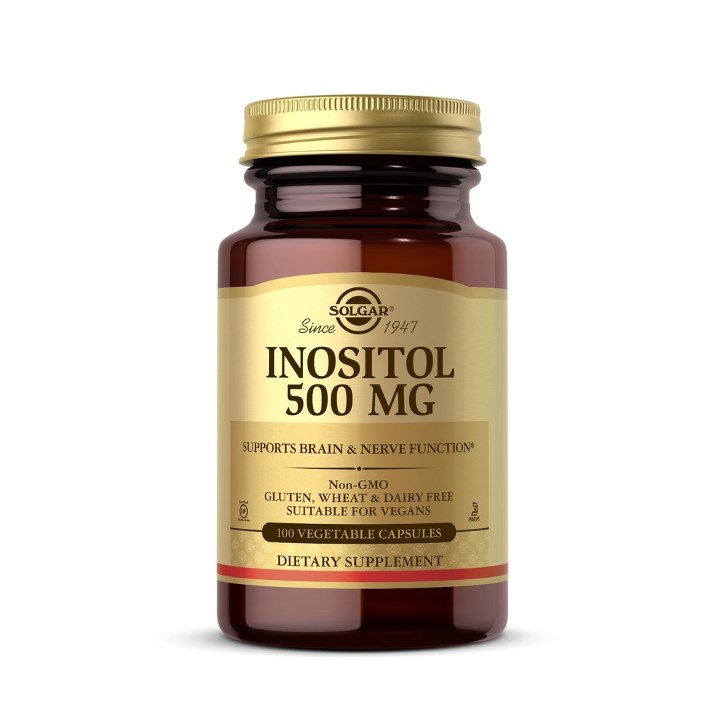 Solgar Inositol 500 mg - 100 Grønnsaker Kapsler - støtter Cellular Function & Brain Health - Vegan, Glutenfri, Dairy Free, Kosher - 100 Services