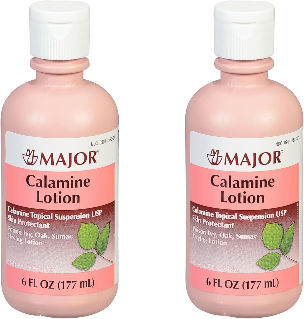 MAJOR Calamine Lotion - Calamine Topical Suspensjon USP hudbeskytter - 6 Fl Oz (177 ml) (2 Pack)