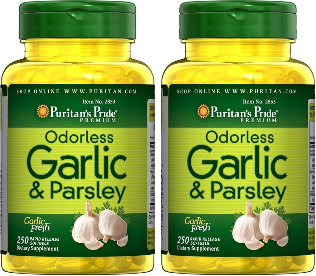 Puritans Pride Odorless Vekker & Parsley 500 Mg / 100 Mg, 250 Count (pakke med 2)