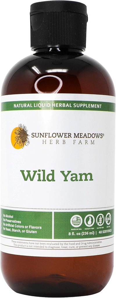 Wild Yam flytende Herbal Supplement - 8oz-alkoholfri, ikke-GMO, laget med organiske ingredienser