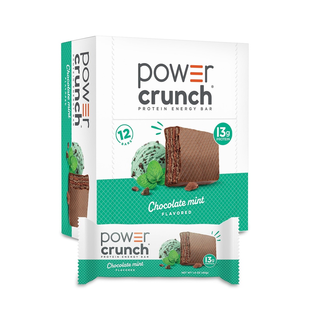 Power Crunch Protein Wafer Barer, høyproteinsnacks med Delicious smak, sjokolade mynte, 1,4 Ounce (12 greve)