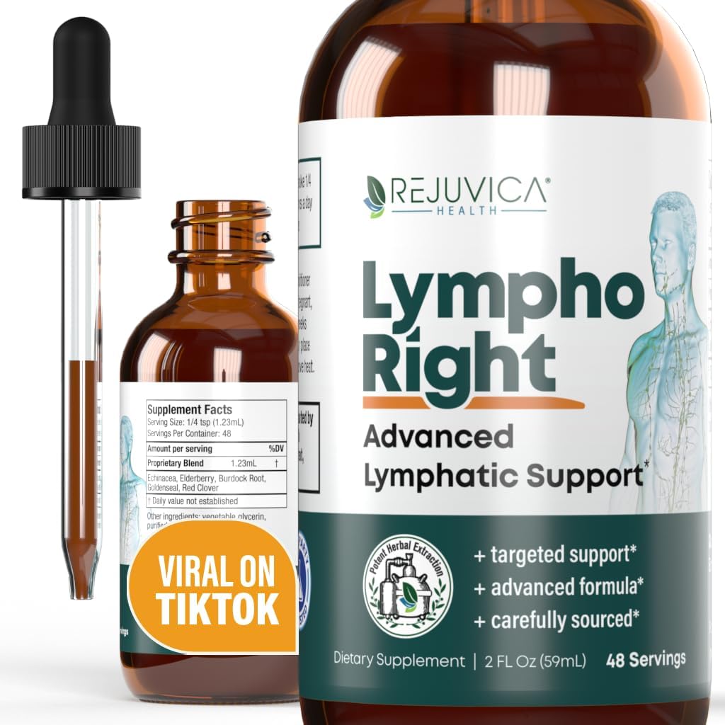 Rejuvica helse LymphoRight- Avansert lymfatisk støtte Supplement - flytende levering for bedre absorpsjon - Echinacea, Elderberry, Goldenseal og mer!
