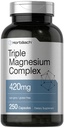 Horbäach Triple Magnesium Complex | 420 mg | 250 kapsler | Ikke-GMO og Glutenfri formel | Magnesiumoksid, Citrat og Aspartate Diett Supplement