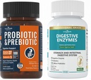 Total Gut Helse Økt Bundle: Digestive Enzymer + 100 milliarder probiotika for menn og kvinner - Bloating, Digestive Relief & Immune Support
