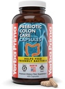 Yerba Prima Prebiotic Colon Care Kapsler, 400 Caps - Fem former for Fiber Plus FOS Pre-biotika - Dietary Helse Supplement - Sunn Oppløselig og uoppløselig Fibers for regelmessighet og digestiv støtte