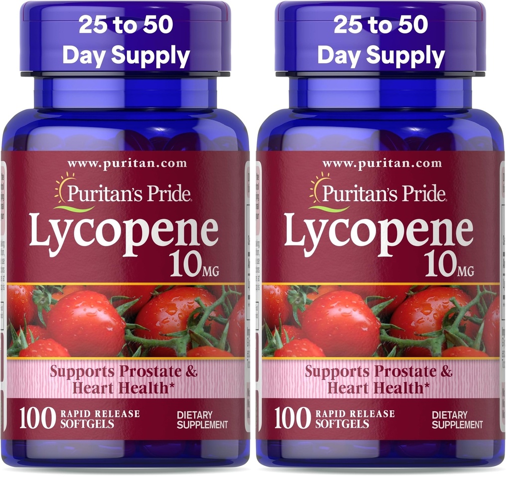 Puritan Pride Lycopen, Supplement for prostata og hjertehelse støtte* 10 Mg Softgels, 100 greve (pakke på 2)