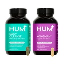 HUM Full hud og lever helse Supplement fra ernæring, Wingman og daglig rensing En grønn Detox & Melk Thistle for hudpleie støtte og lever helse, 2 Pack Bundle, 60 Vegan Kapsler