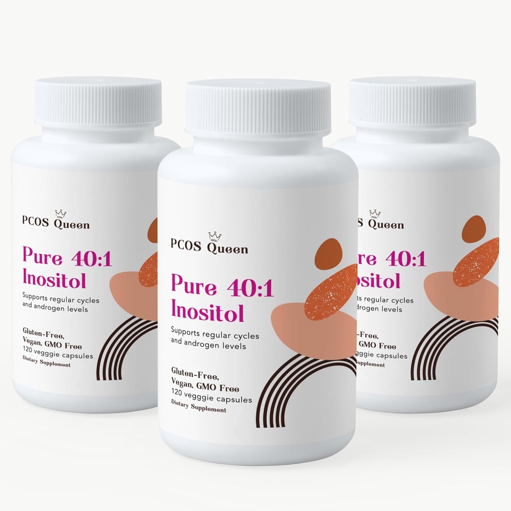 Ren 40:1 Inositol - Myo + D-Chiro Inositol Supplement - for kvinner med fruktbarhet, hud, og menstruasjonssyklus behov - 3 flasker