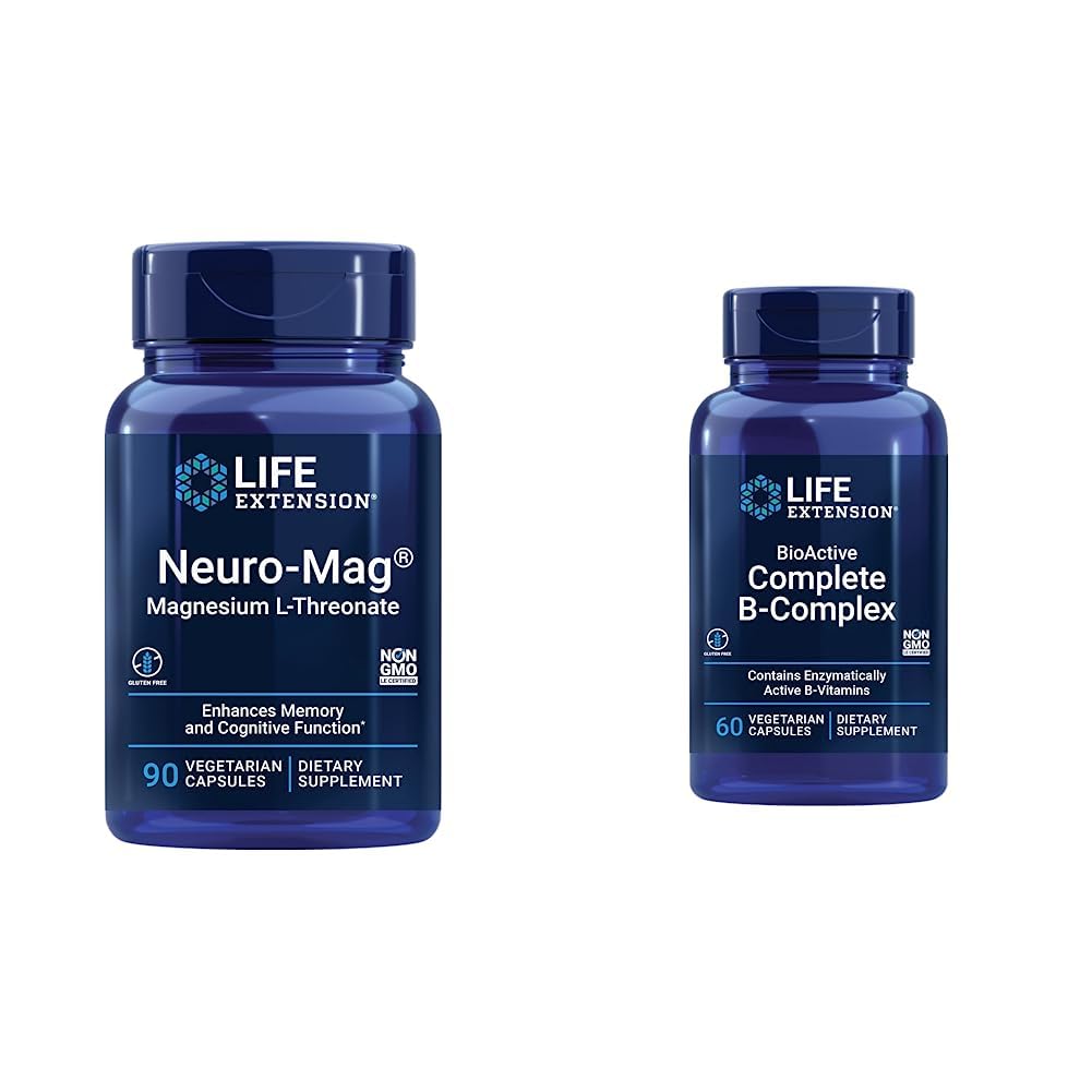 Livsforlengelse Neuro-mag Magnesium L-treonat og bioaktiv komplett B-kompleks for hjerne, hjerte og nerve støtte