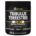 Zolotus 13in1 Tribulus Terrestris kapsler med Maca, Horny Goat Weed, Panax Ginseng, Sag Palmetto, Tongkat Ali, Shilajit & Mer - Energi, Stamina Supplement for menn og kvinner - 120 greve