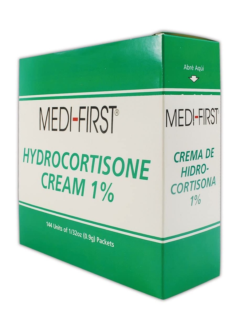 Medique MP211-35 Medi-First 1% Hydrokortison Cream, 0,9 g, Standard, Grønn/Hvit (pakke på 144)