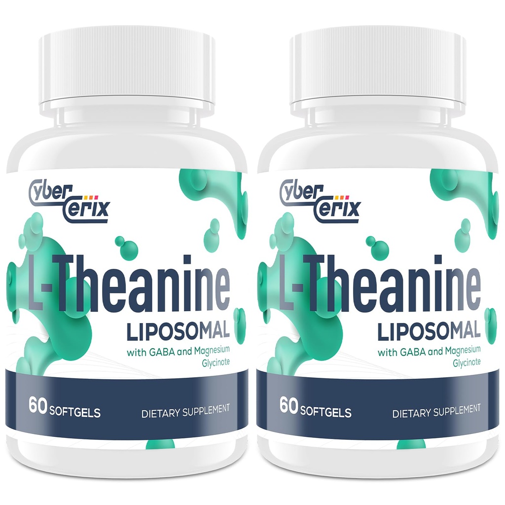 Liposomal L-Theanine 500mg, Kompleks med GABA 200mg & magnesium 100mg, Ekstra styrke Supplement for ro, avslapping og fokus, Glutenfri - 120 kapsler