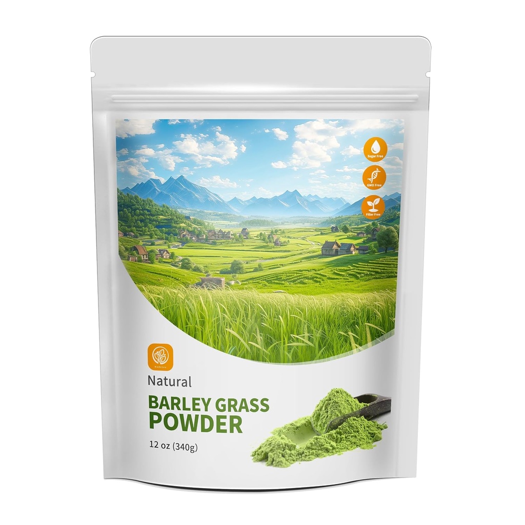 Hudetex Barley Grass Juice pulver 12 oz - 100% ren hvetegras pulver, støtter kardiovaskulær, lever og digestiv funksjon, vegansk, ingen maltodextrin & sukker.