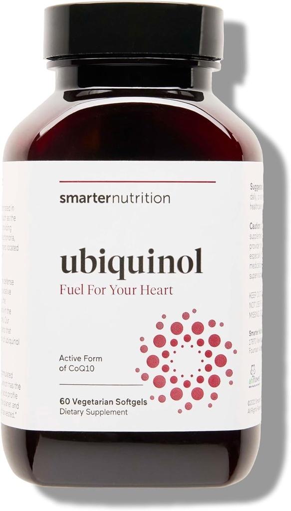 SMARTERNUTRITION Ubiquinol 100mg + Naturlig plantebasert komplett Omega 3 6 9 - klinisk studert Ahiflower® olje - Ultra Absorpsjon CoQ10 for hjertestøtte - Ikke-GMO - 60 Softgels[30-dagers forsyning]