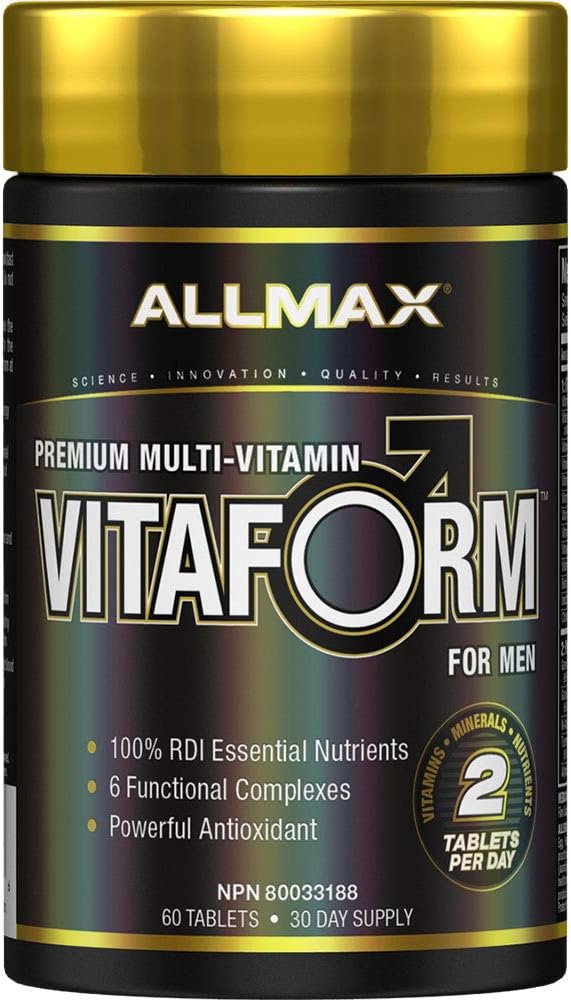 ALLMAX VITAFORM - 60 Tabletter - Premium Multivitamin for menn - Seks funksjonelle komplekser + vitamin C, D3 & Zinc - 30 serveringer